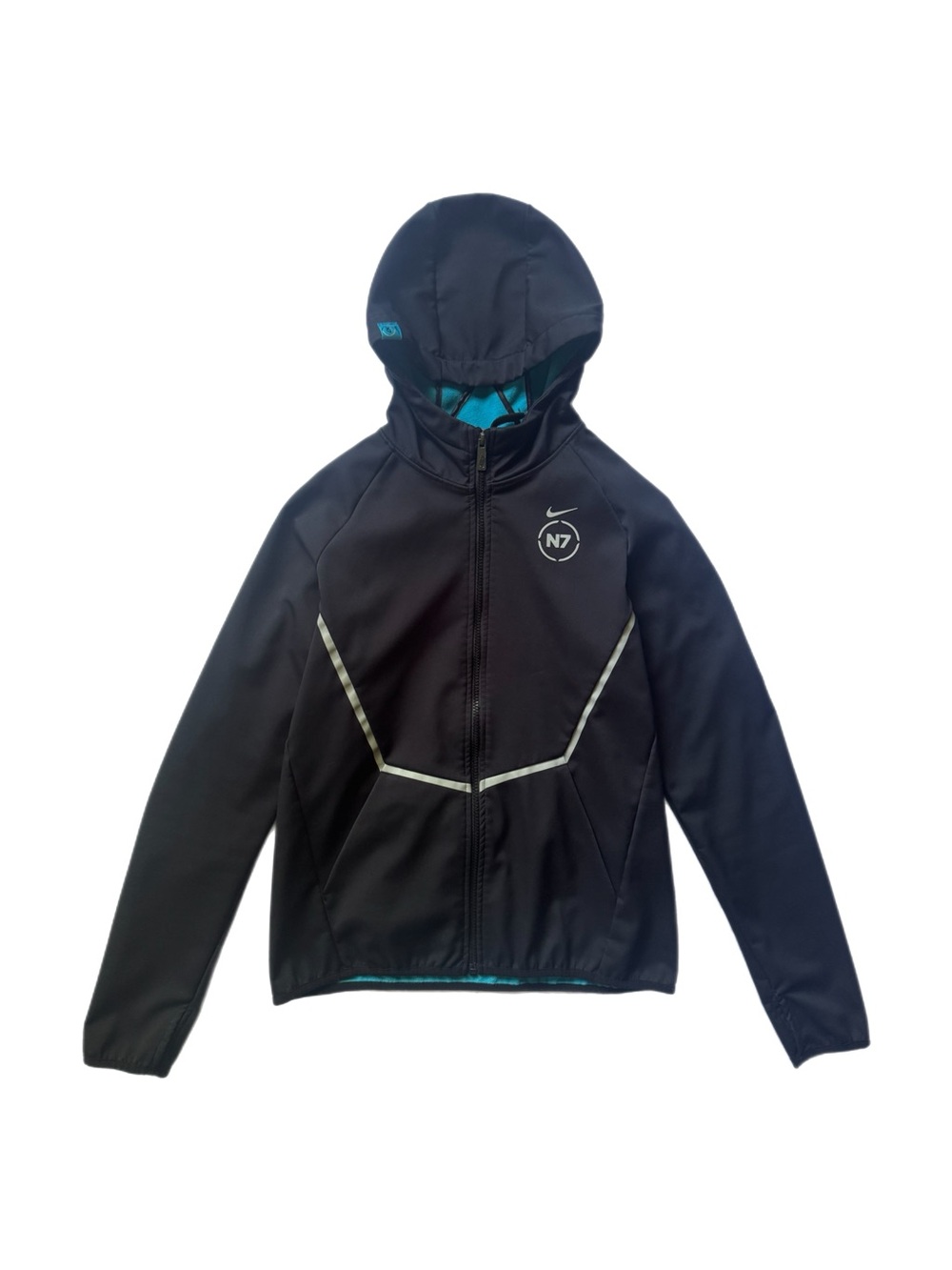 Nike Black N7 Hybrid Fleece Lined Reflective Trim Hooded Jacket
